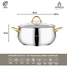 Amboss Stone Gold 8 Parça Çelik Tencere Seti - STN 6992