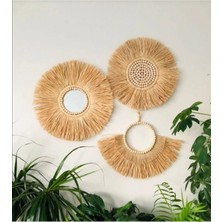 Elite Rafya Ayna Boncuklu 3 Lü Set Duvar Aksesuar Süsü 1 Adet