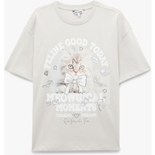 Koton Kısa Kollu Bisiklet Yaka Baskılı Pamuklu Tişört