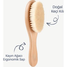 Nami Baby Organics Doğal Keçi Kılı Bebek Saç Fırçası ve Ahşap Tarak Seti Saklama Keseli 3'lü Set