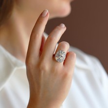 Sky Diamond Baget Oval Kesimli Gümüş Yüzük