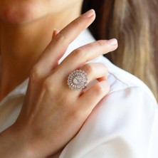 Oval Mekik Taşlı Sky Diamond  Gümüş Yüzük