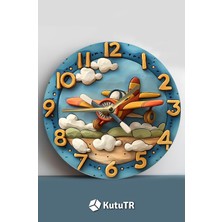 Sessiz Yuvarlak Ahşap Duvar Saati, Kuvars Hareketli 3D Görünümlü 2d Saat Sdw Çocuk Odası SDW157