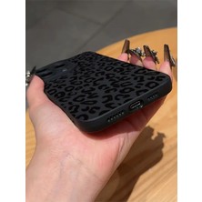 Iphone 12 Pro Max Uyumlu Kılıf Mat Siyah Leopar Desenli Yumuşak Kamera Korumalı Kapak