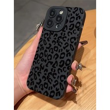 Iphone 12 Pro Max Uyumlu Kılıf Mat Siyah Leopar Desenli Yumuşak Kamera Korumalı Kapak