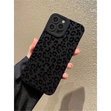 Iphone 12 Pro Max Uyumlu Kılıf Mat Siyah Leopar Desenli Yumuşak Kamera Korumalı Kapak
