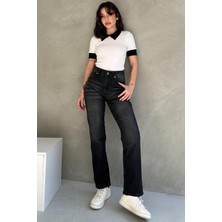 Yüksek Bel Düz Paça Straight Jean - 8578