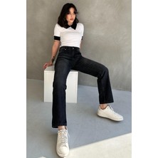 Yüksek Bel Düz Paça Straight Jean - 8578