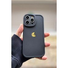 Iphone 16 Pro Uyumlu Kılıf Ay Desenli Darbelere Dayanıklı Kamera Korumalı Silikon Kapak Siyah