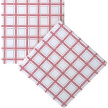 Pembe Çizgili Seramik Bardak Altlığı 4&amp;#39;lü Set