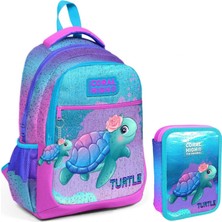 Coral High Kız Çocuk Okul Çantası ve Organizer Kalemlik Seti 22 Litre Su Geçirmez Turkuaz Pembe