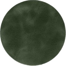 Koyu Yeşil Yuvarlak Hakiki Deri Bardak Altlığı, 4&amp;#39;lü Set