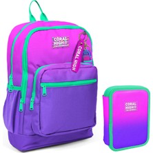 Coral High Pembe Mor Gradyan Kız Çocuk Okul Çantası ve Organizer Kalemlik Seti 23762 11137