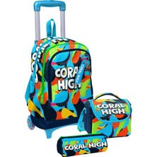 Coral High Çekçek Tekerlekli Erkek Çocuk, Lacivert Mavi Grafiti, Ilkokul Üçlü Okul Çanta Seti