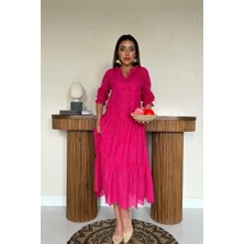 Trend Befaon Fuşya Dantelli New Elbise