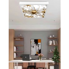 3D Papatya Baskı Gold Avize, 60X60 LED Isık, Beyaz Aydınlatma, 60WATT, Modern Ev Avize, Tavana Model