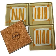 Desenli Cam Bardak Altlığı 4’lü Set