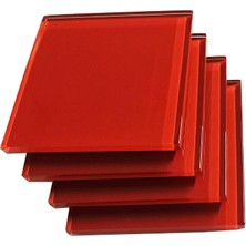 Cam Bardak Altlığı Kırmızı 4&amp;#39;lü Set