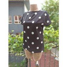 Kadın Puantiyeli Moskrep Kumaş Basic Bluz (Renkli)