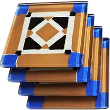 Cam Bardak Altlığı Desenli 4&amp;#39;lü Set