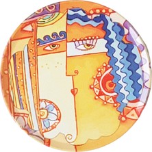 Soyut Gözler Desenli Metal Bardak Altlığı