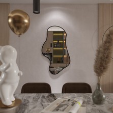 Organik Formlu Uzun Duvar Aynası – Modern Mdf Siyah Çerçeve, Banyo & Salon Dekoratif Ayna (AYP181)