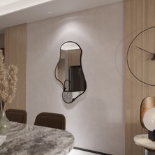 Organik Formlu Uzun Duvar Aynası – Modern Mdf Siyah Çerçeve, Banyo & Salon Dekoratif Ayna (AYP181)