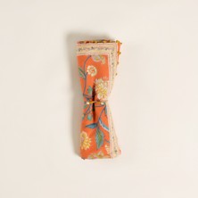 Zsa Zsa Zsu Gaya El Baskısı Fular 115x115 Cm Turuncu