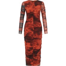 Kadın Turuncu Magie Dress Şık Elbise