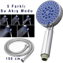 Purvex Home Rondo 5 fonksiyonlu su akış modu duş başlığı seti mafsallı duş takımı el duş seti paslanmaz krom