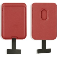 Zore Crd-09 Dahili Şarj Soket Aparatlı Magnetik Pu Deri Kartlık-Kırmızı