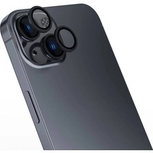 iPhone Uyumlu 16 Plus Zore Safir Cl-15 Parmak Izi Bırakmayan Anti-Reflective Kamera Lens Koruyucu-Siyah