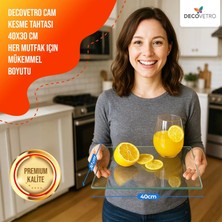 Decovetro Cam Kesme Tahtası ve Sunumluk ve Sunum Tablası Natural Saydam 30X40 cm