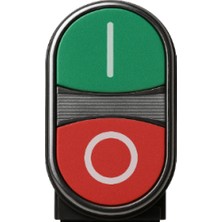 Emas B101K20KY10 B Serisi Plastik 2no Çiftli Düz Kırmızı-Yeşil (0-I) Baskılı 22 mm Buton