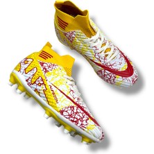 Laliga Çoraplı Krampon Beyaz Sarı Kırmızı Desenli