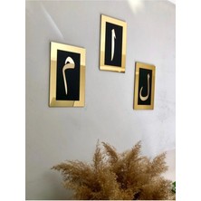 Siyah Ahşap Elif Lam Mim Pleksi Duvar Dekoru Salon Oturma Odası Antre Için Aynalı 20 x 30 Tablo