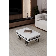 Capria Akıllı Sehpa, Çalışma Masası, Yemek Masası, Yer Sofrası, Tekerli Beyaz Renk