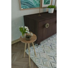 Ahşap Ayaklı Yuvarlak Yan Sehpa – Dekoratif Küçük Sehpa 34X74 cm