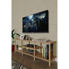 Ahşap Tv Ünitesi – 120 cm – 3 Katlı Açık Raflı Televizyon Sehpası – 30X43X120 cm