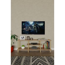 Ahşap Tv Ünitesi – 120 cm – 3 Katlı Açık Raflı Televizyon Sehpası – 30X43X120 cm