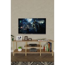 Ahşap Tv Ünitesi – 120 cm – 3 Katlı Açık Raflı Televizyon Sehpası – 30X43X120 cm