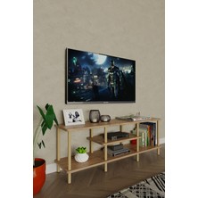 Ahşap Tv Ünitesi – 120 cm – 3 Katlı Açık Raflı Televizyon Sehpası – 30X43X120 cm