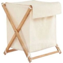 Elite Ahşap Kirli Çamaşır Sepeti Siyah Katlanır Çamaşır Sepeti Kova 1 Adet