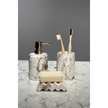 Elite Premium Seri Gold Detay Beton Sıvı Sabunluk ve Diş Fırçalık Set 1 Adet