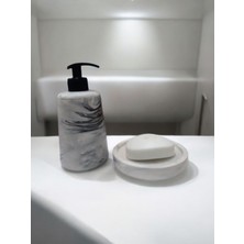 Elite Marble Gri Sabunluk Beton Sıvı ve Katı Sabunluk 1 Adet