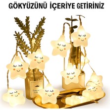 Sevimli Yıldız LED Işıklar Çocuk Odası ve Parti Için Gecenizi Aydınlatan Yıldızlar 165 cm 10 Yıldız