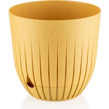 1 Litre Çizgi Saksı 13cm Tabaklı Delikli Plastik Drenajlı Çiçek Saksısı