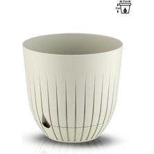5 Litre Çizgi Saksı 21cm Tabaklı Delikli Plastik Drenajlı Çiçek Saksısı