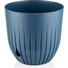 1 Litre Çizgi Saksı 13cm Tabaklı Delikli Plastik Drenajlı Çiçek Saksısı