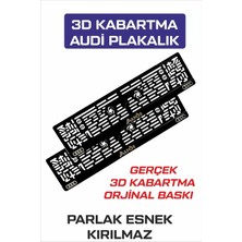 Tay Promosyon Audi Logolu 3D Kabartma Harf Logo ve Yazılı Oto Plakalık 2 Adet Kırılmaz Esnek